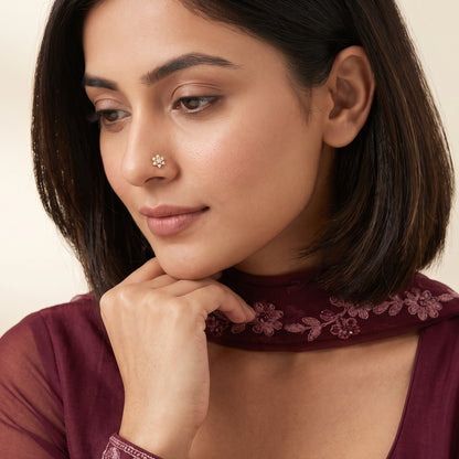 Gold Garden Petal Lab Grown Diamond Nose Pin