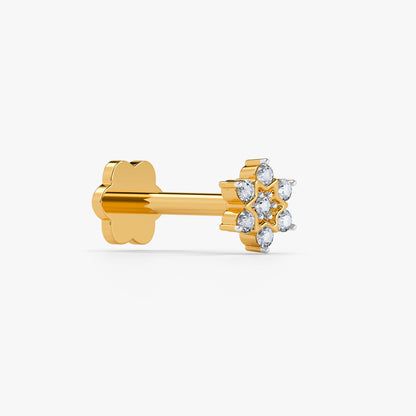 Gold Garden Petal Lab Grown Diamond Nose Pin