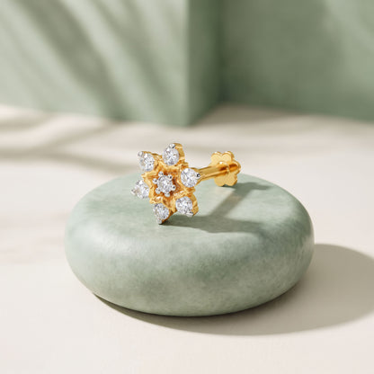 Gold Garden Petal Lab Grown Diamond Nose Pin