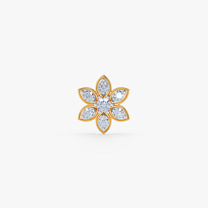 Gold Secret Bloom Lab Grown Diamond Nose Pin