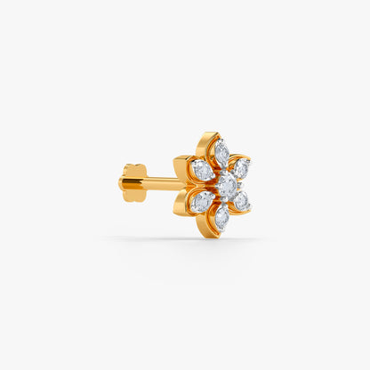Gold Secret Bloom Lab Grown Diamond Nose Pin