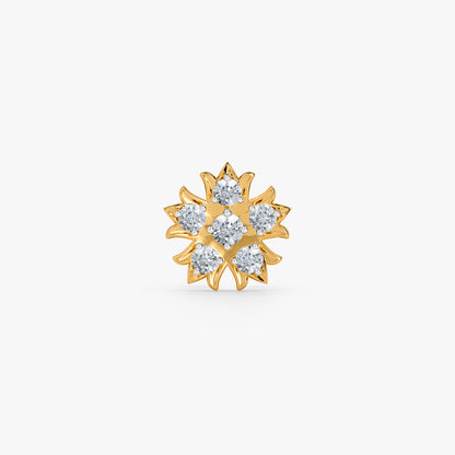 Gold Queen Bloom Lab Grown Diamond Nose Pin