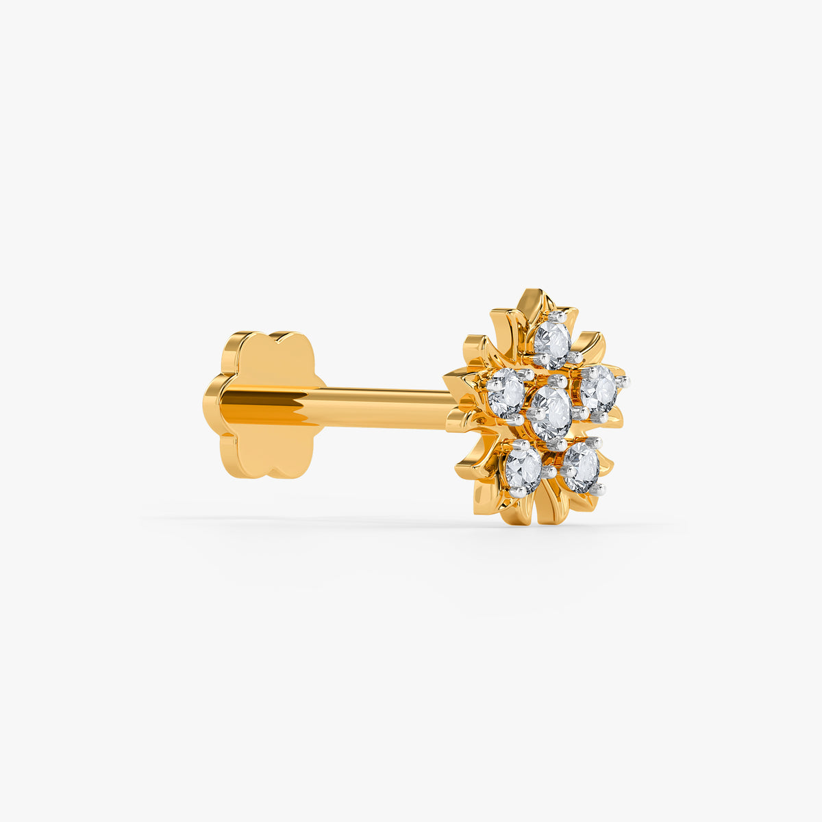 Gold Queen Bloom Lab Grown Diamond Nose Pin