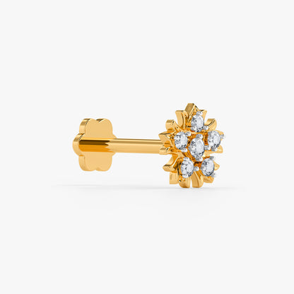 Gold Queen Bloom Lab Grown Diamond Nose Pin