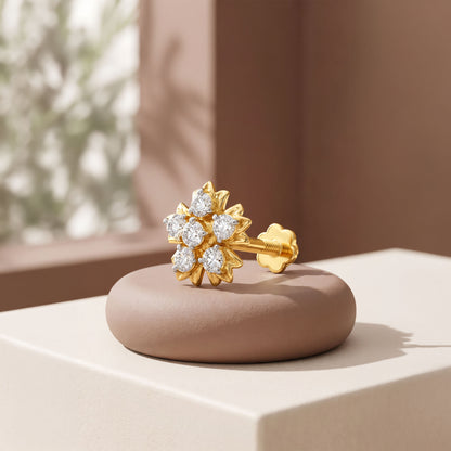 Gold Queen Bloom Lab Grown Diamond Nose Pin