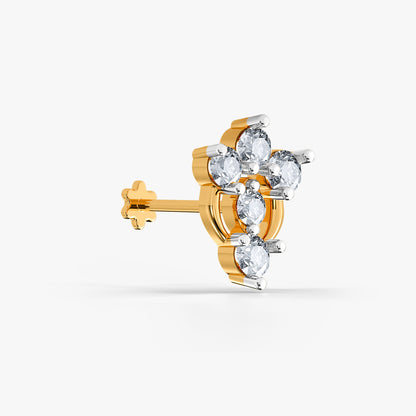 Gold Secret Lotus Lab Grown Diamond Nose Pin