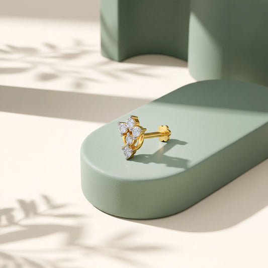 Gold Secret Lotus Lab Grown Diamond Nose Pin