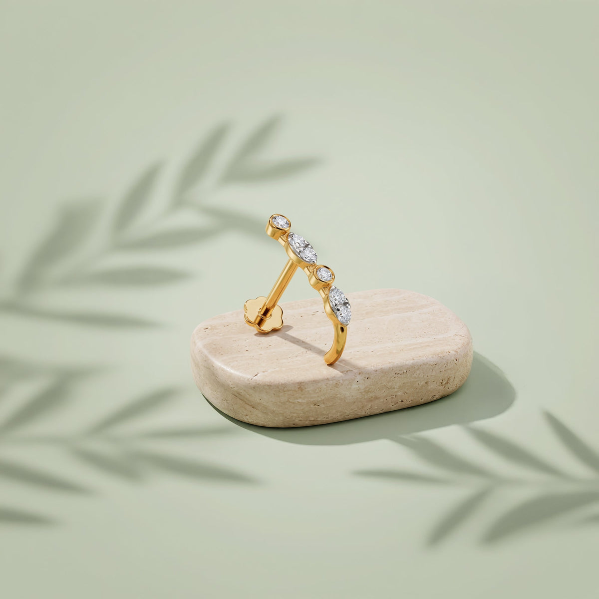 Gold Iridesa Lab Grown Diamond Nose Pin