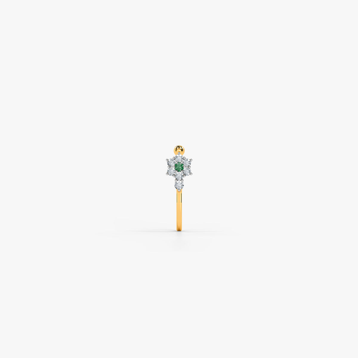 Gold Floraison Lab Grown Diamond Nose Pin (Clip On)