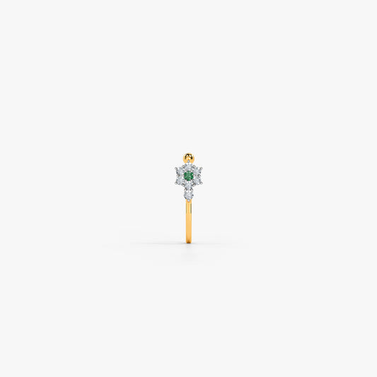 Gold Floraison Lab Grown Diamond Nose Pin (Clip On)