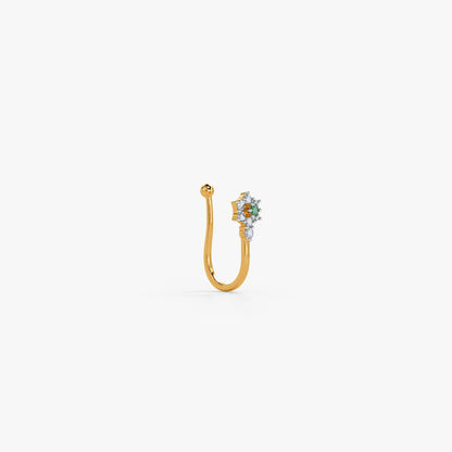 Gold Floraison Lab Grown Diamond Nose Pin (Clip On)