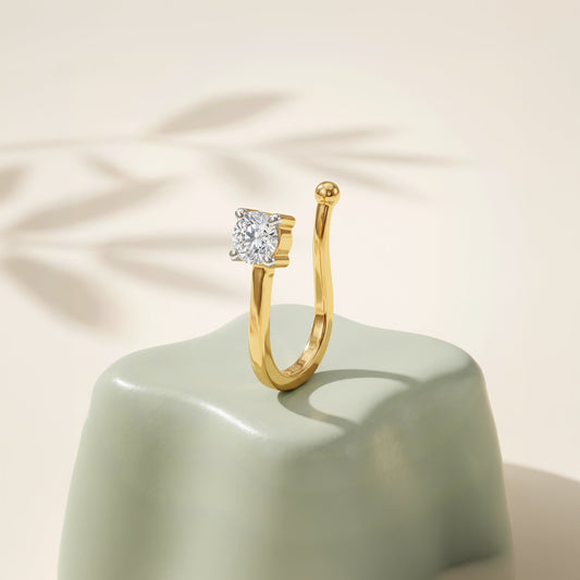 Gold Lucia Shine Lab Grown Diamond Nose Pin (Clip On)