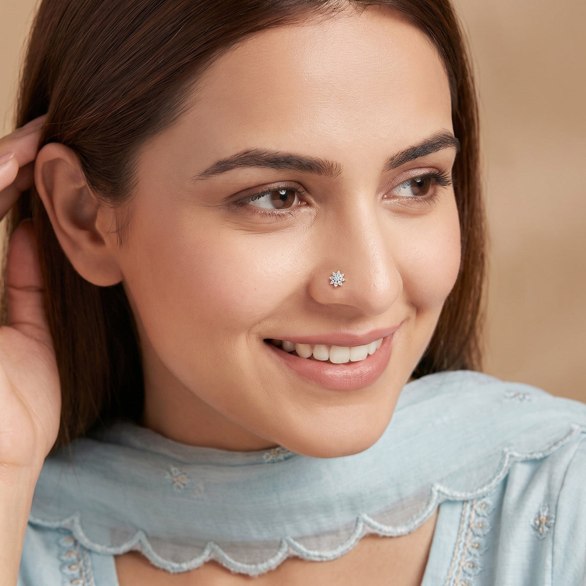 Gold Violette Bloom Lab Grown Diamond Nose Pin
