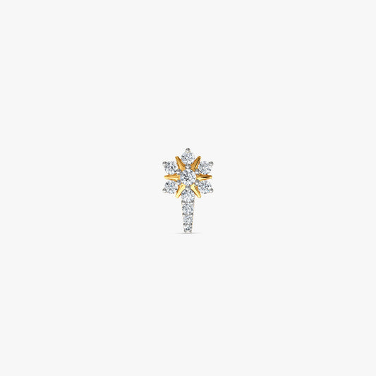 Gold Plumeria Lab Grown Diamond Nose Pin