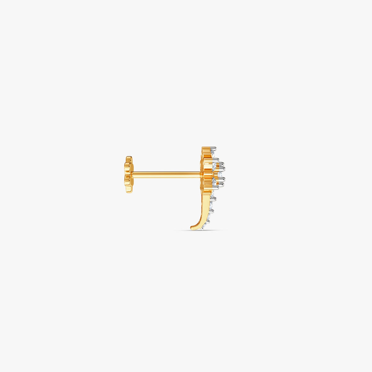 Gold Plumeria Lab Grown Diamond Nose Pin