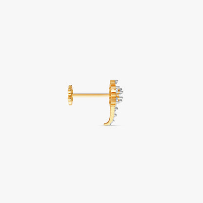 Gold Plumeria Lab Grown Diamond Nose Pin