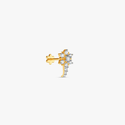 Gold Plumeria Lab Grown Diamond Nose Pin