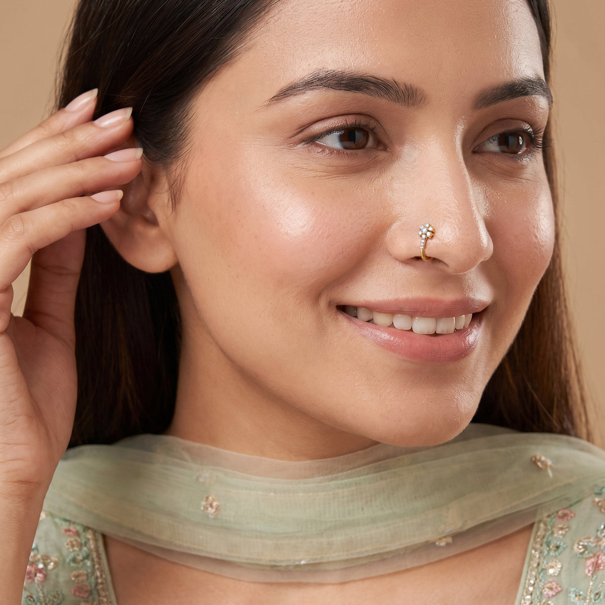 Gold Bellis Lab Grown Diamond Nose Pin (Clip On)