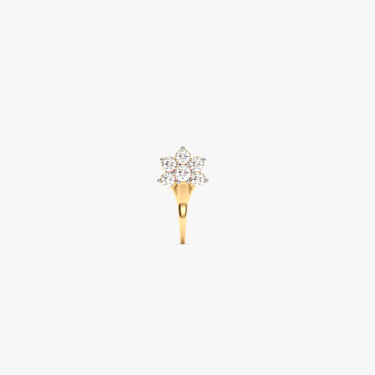 Gold Iris Bloom Lab Grown Diamond Nose Pin (Clip On)