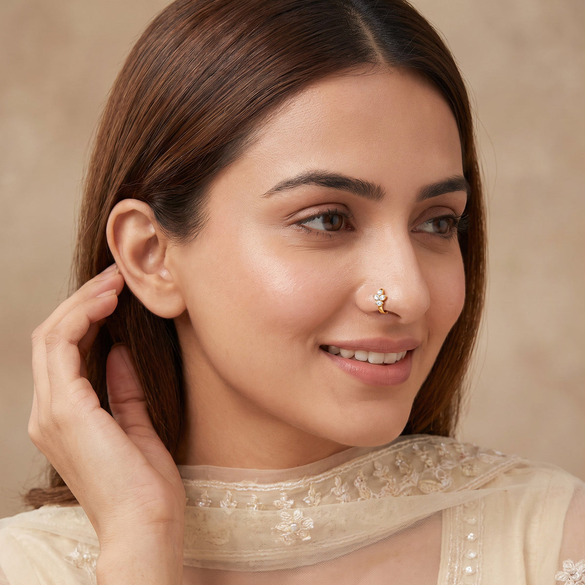 Gold Liliane Fleur Lab Grown Diamond Nose Ring