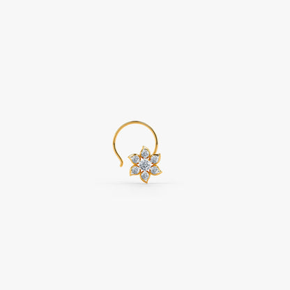 Gold Himawari Lab Grown Diamond Nose Pin