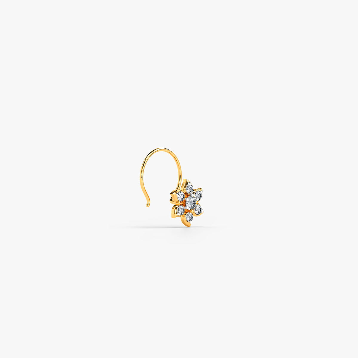 Gold Himawari Lab Grown Diamond Nose Pin