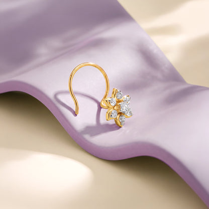 Gold Himawari Lab Grown Diamond Nose Pin