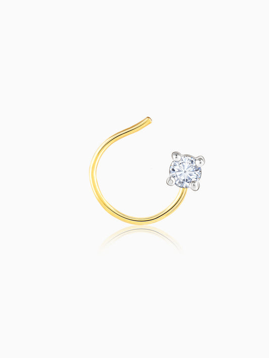 Gold Solitaire Diamond Nose Pin