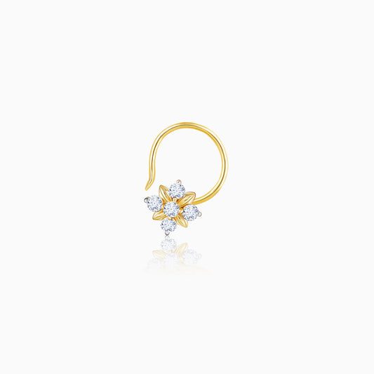 Gold Graceful Flower Diamond Nose Pin