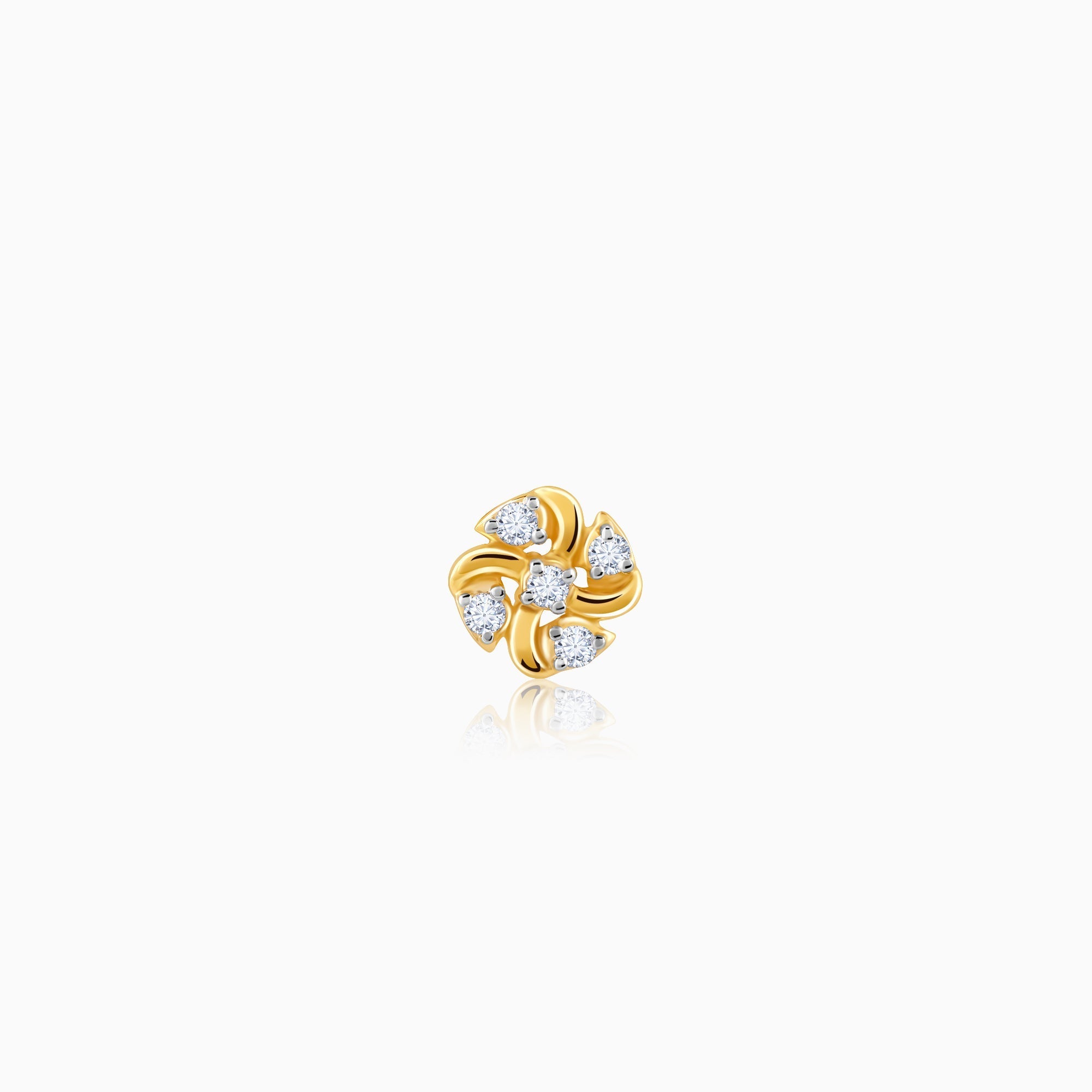 Gold Pinwheel Diamond Nose Pin - Image 1