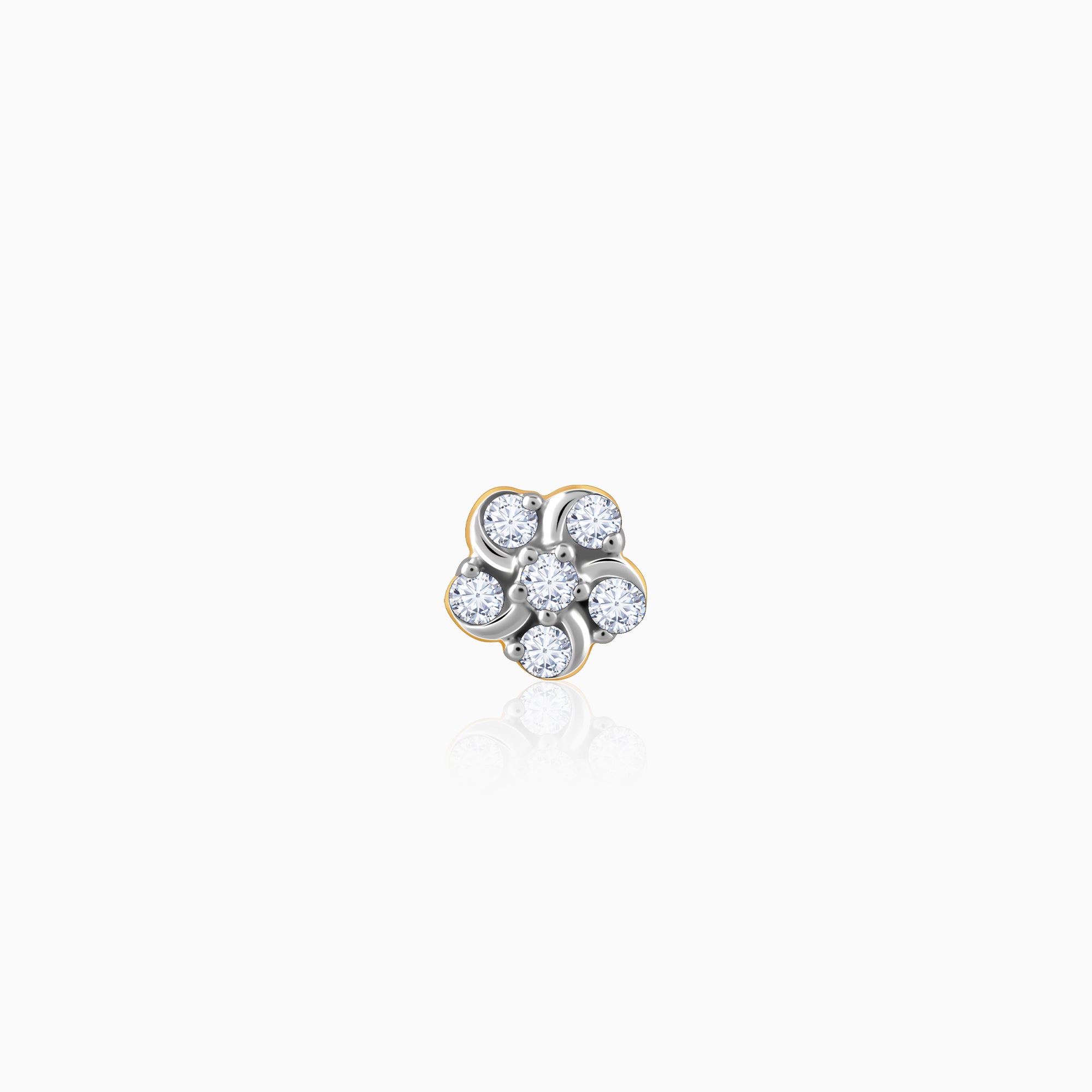 Gold Burst of Flower Diamond Nose Pin