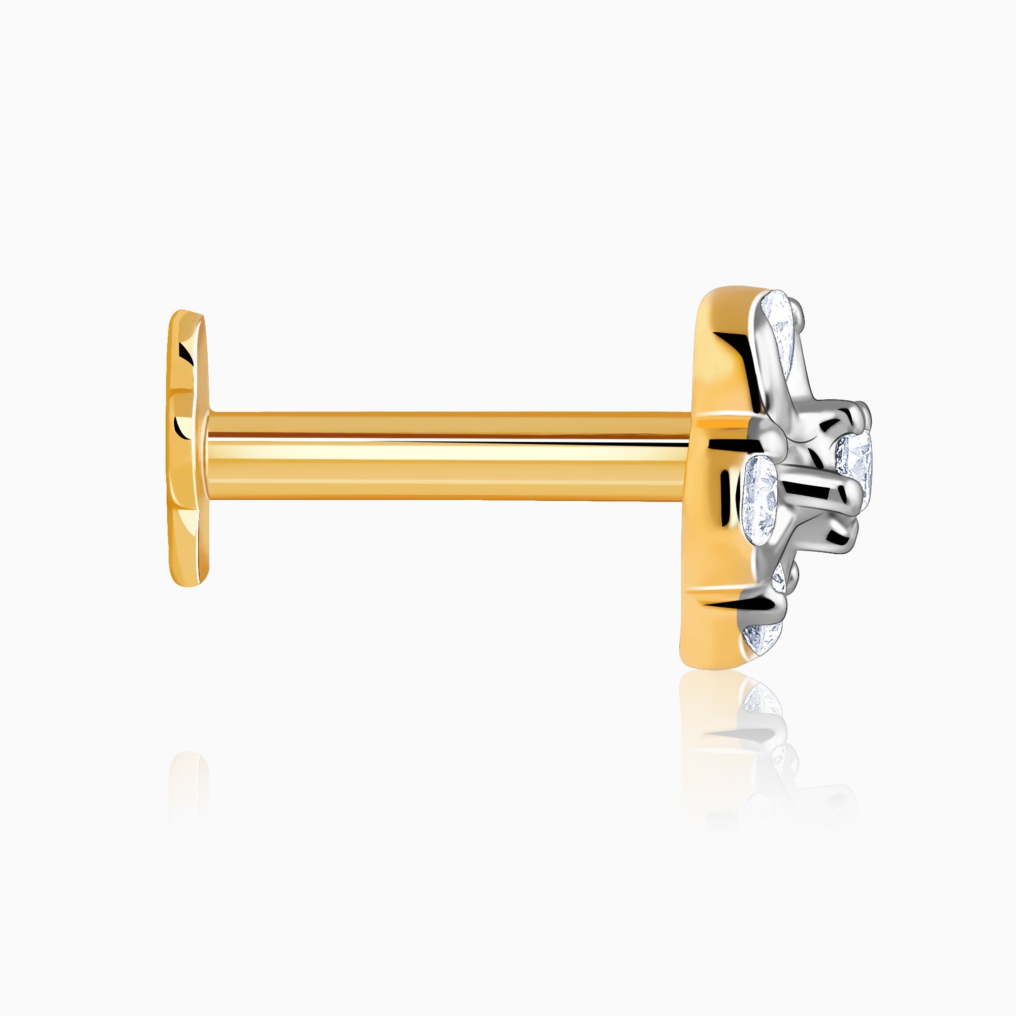 Gold Burst of Flower Diamond Nose Pin - view 5