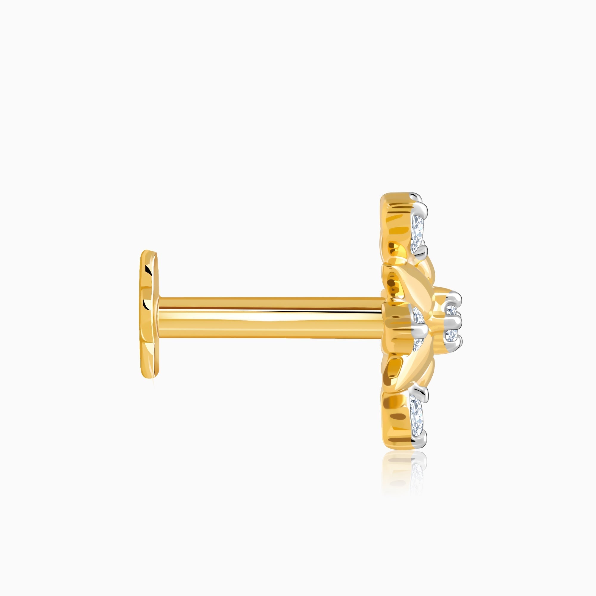 Gold Shinny Floret Diamond Nose Pin - view 5