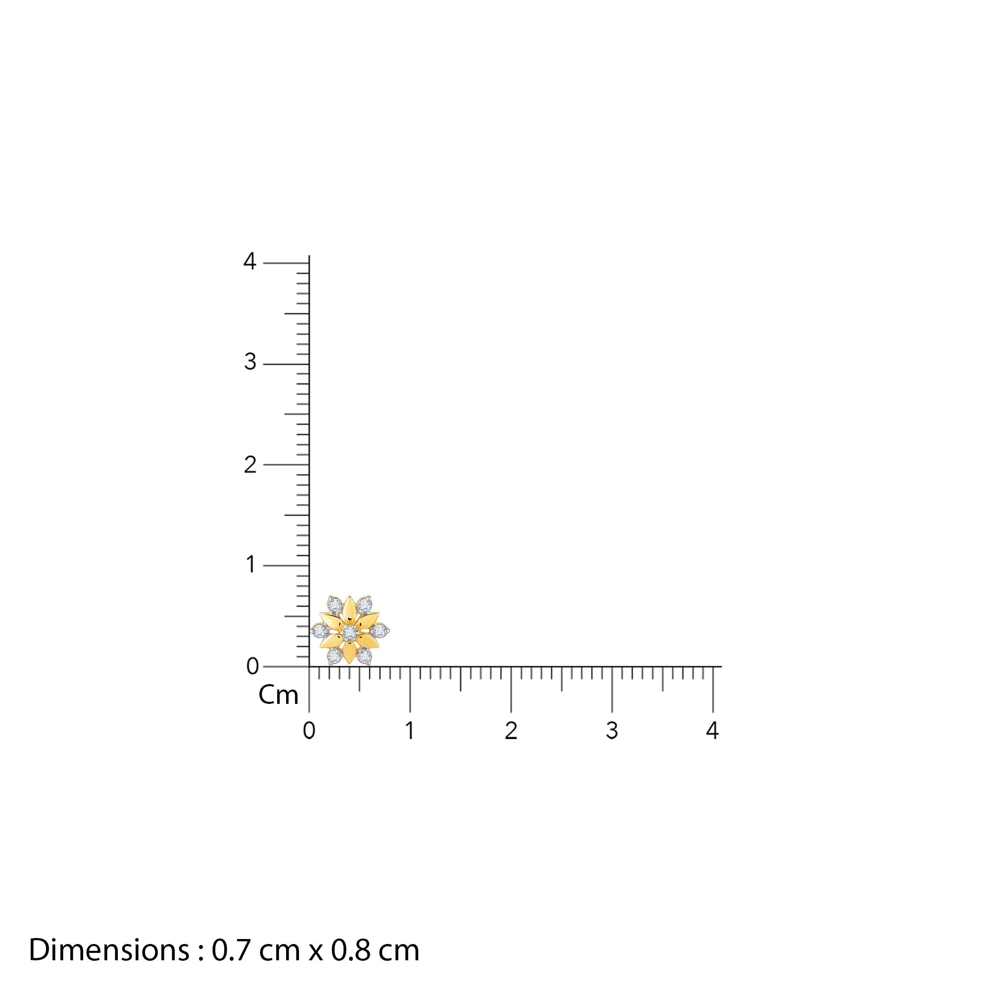 Gold Shinny Floret Diamond Nose Pin - view 6