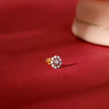 Gold Opulent Flower Diamond Nose Pin