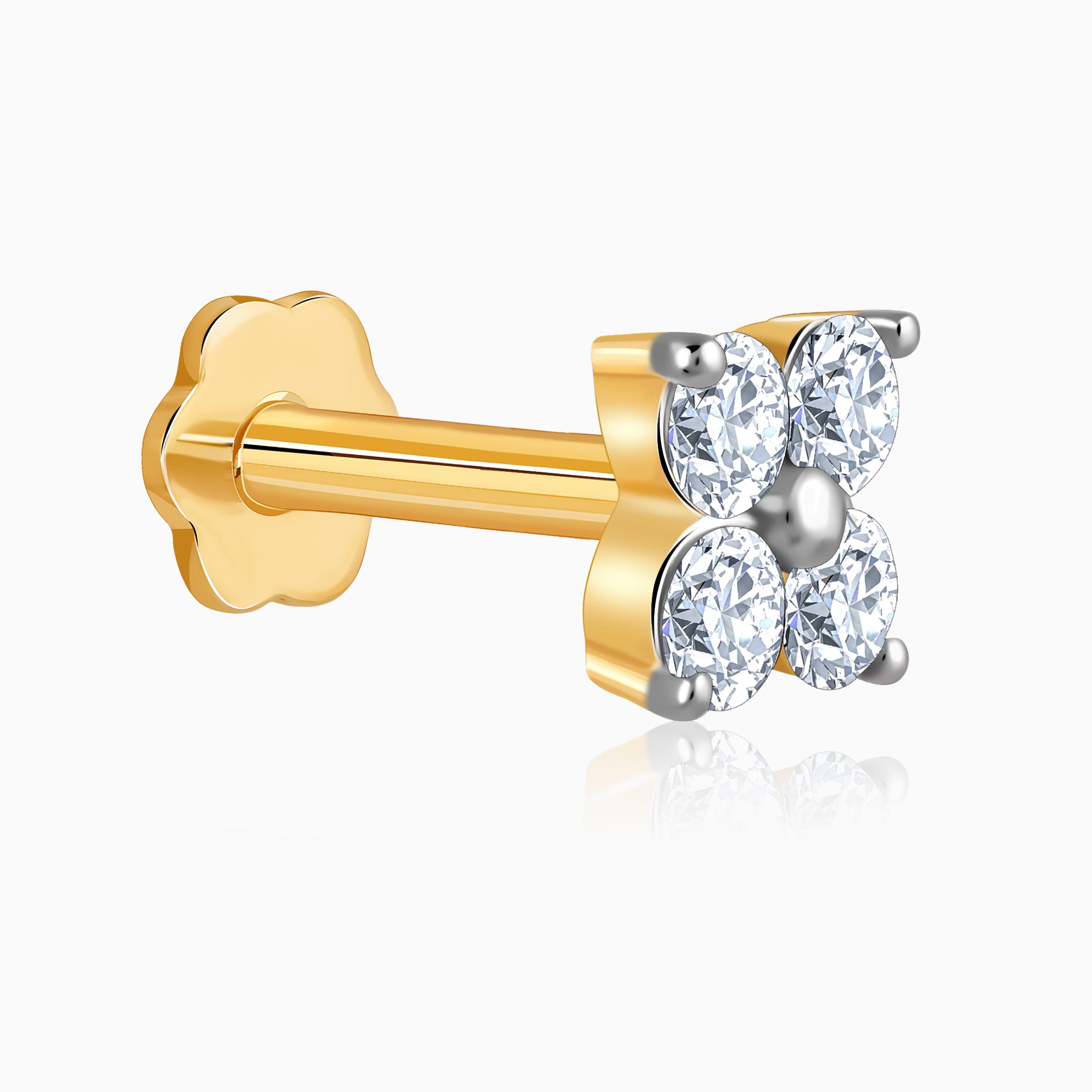 Gold Everlasting Floret Diamond Nose Pin - view 4
