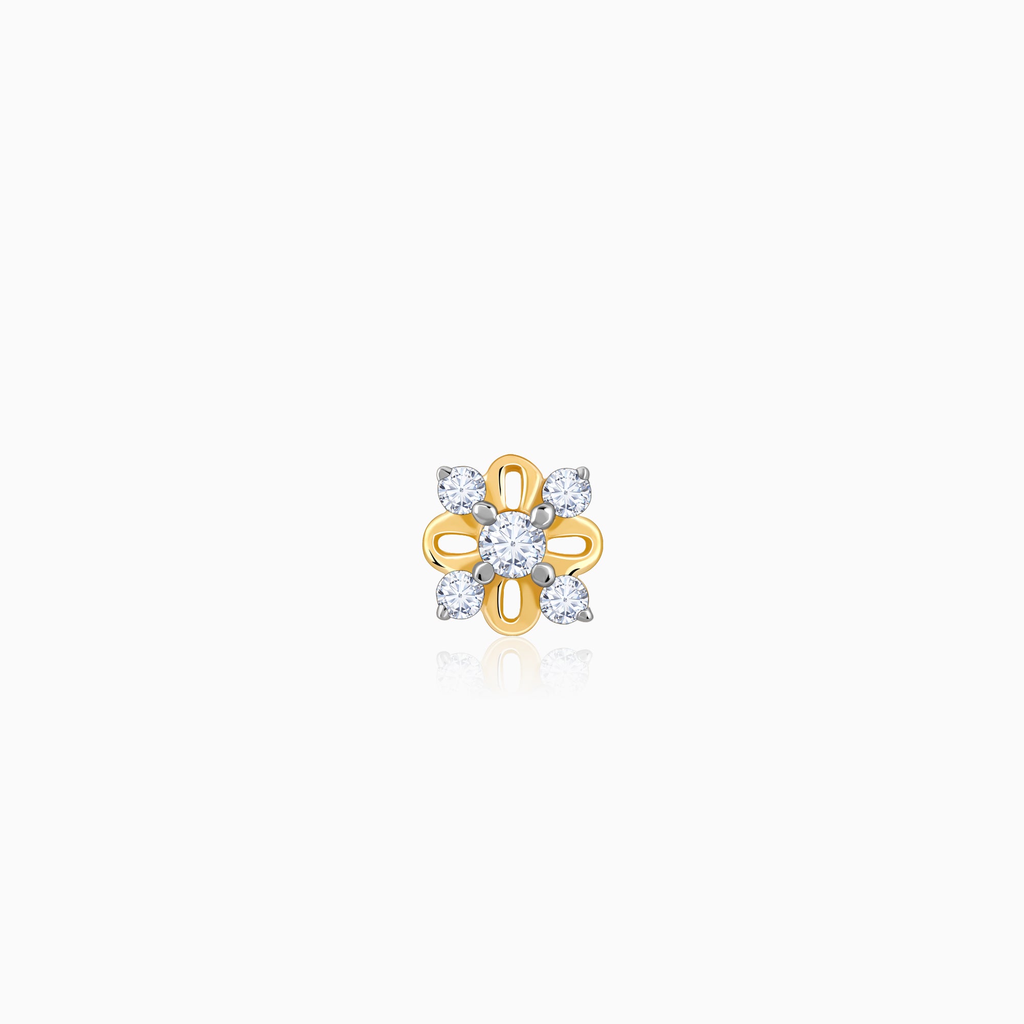 Gold Graceful Bloom Diamond Nose Pin - Image 1