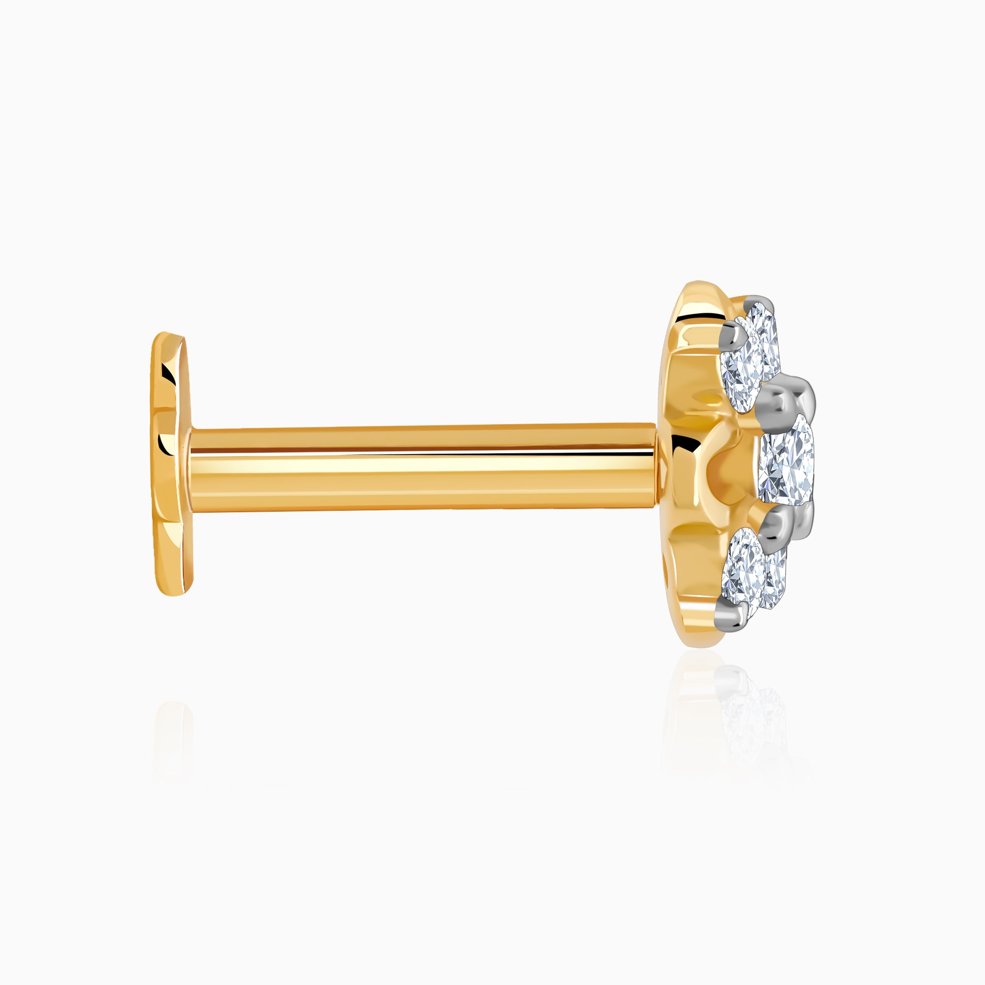 Gold Graceful Bloom Diamond Nose Pin - view 5