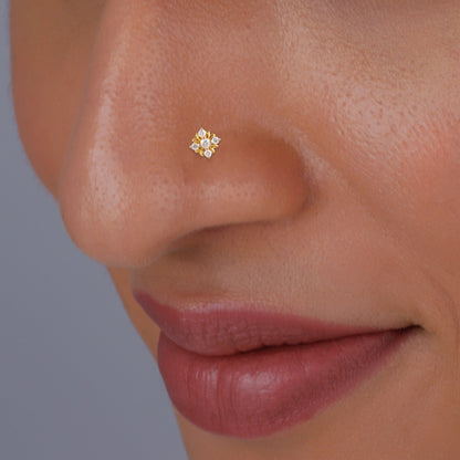 Gold Supernova Diamond Nose Pin