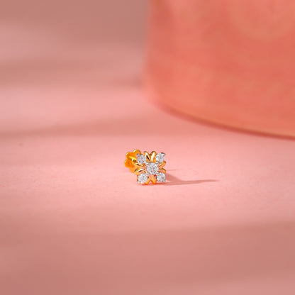 Gold Supernova Diamond Nose Pin