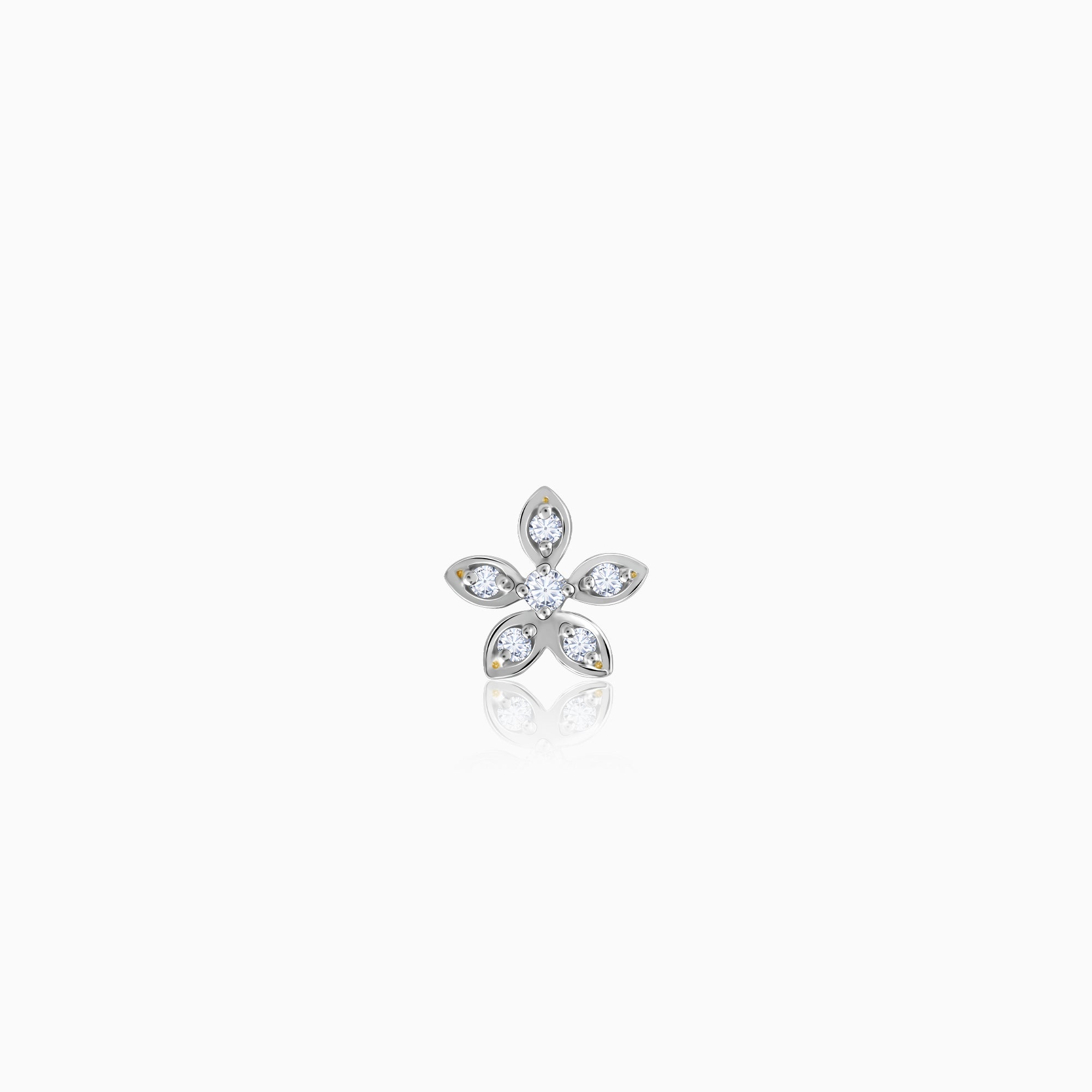 Gold Shinning Floral Diamond Nose Pin - Image 1