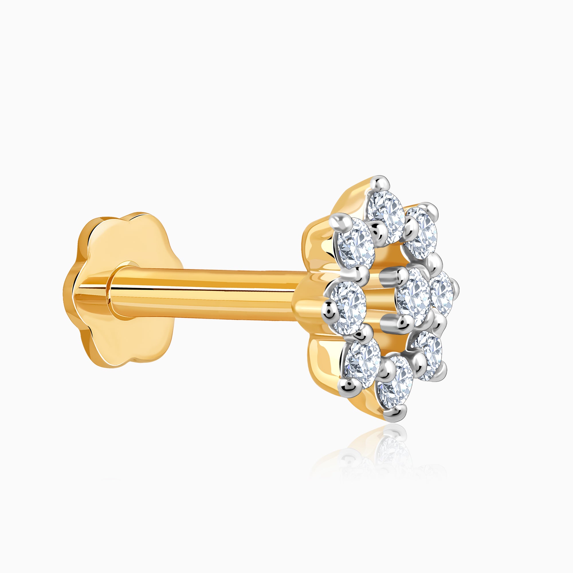 Gold Blomst Diamond Nose Pin - view 4