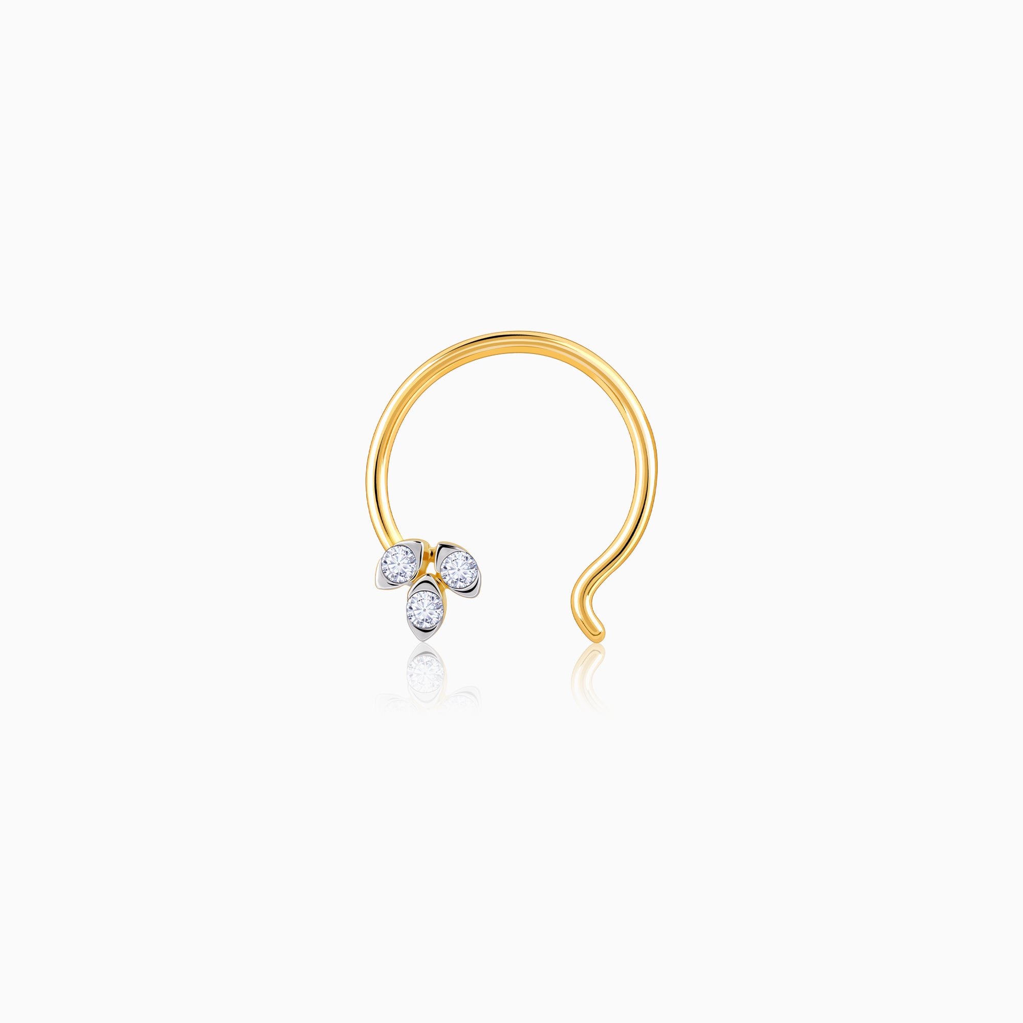 Gold Petal Symphony Diamond Nose Pin - Image 1