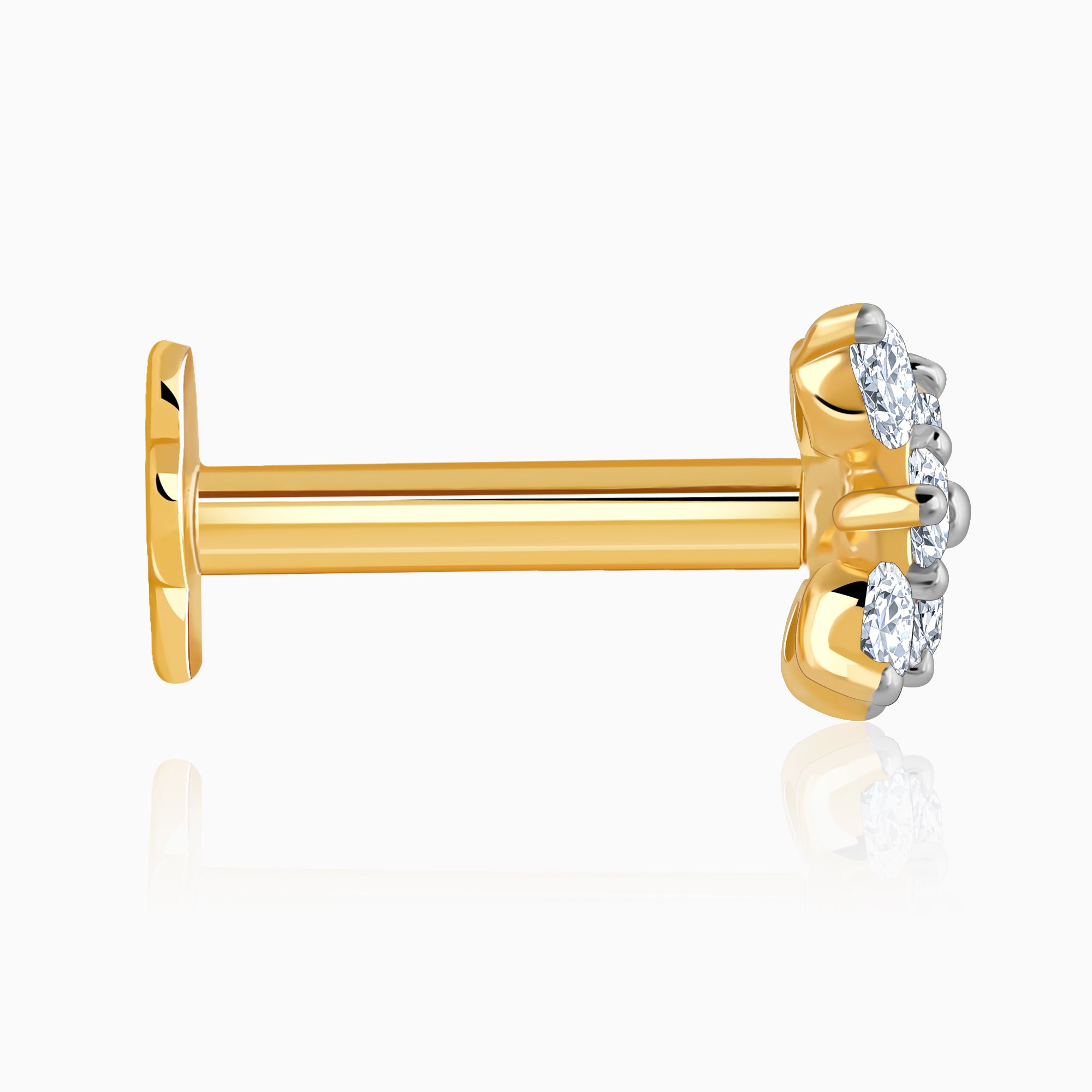 Gold Graceful Orchid Diamond Nose Pin - view 5