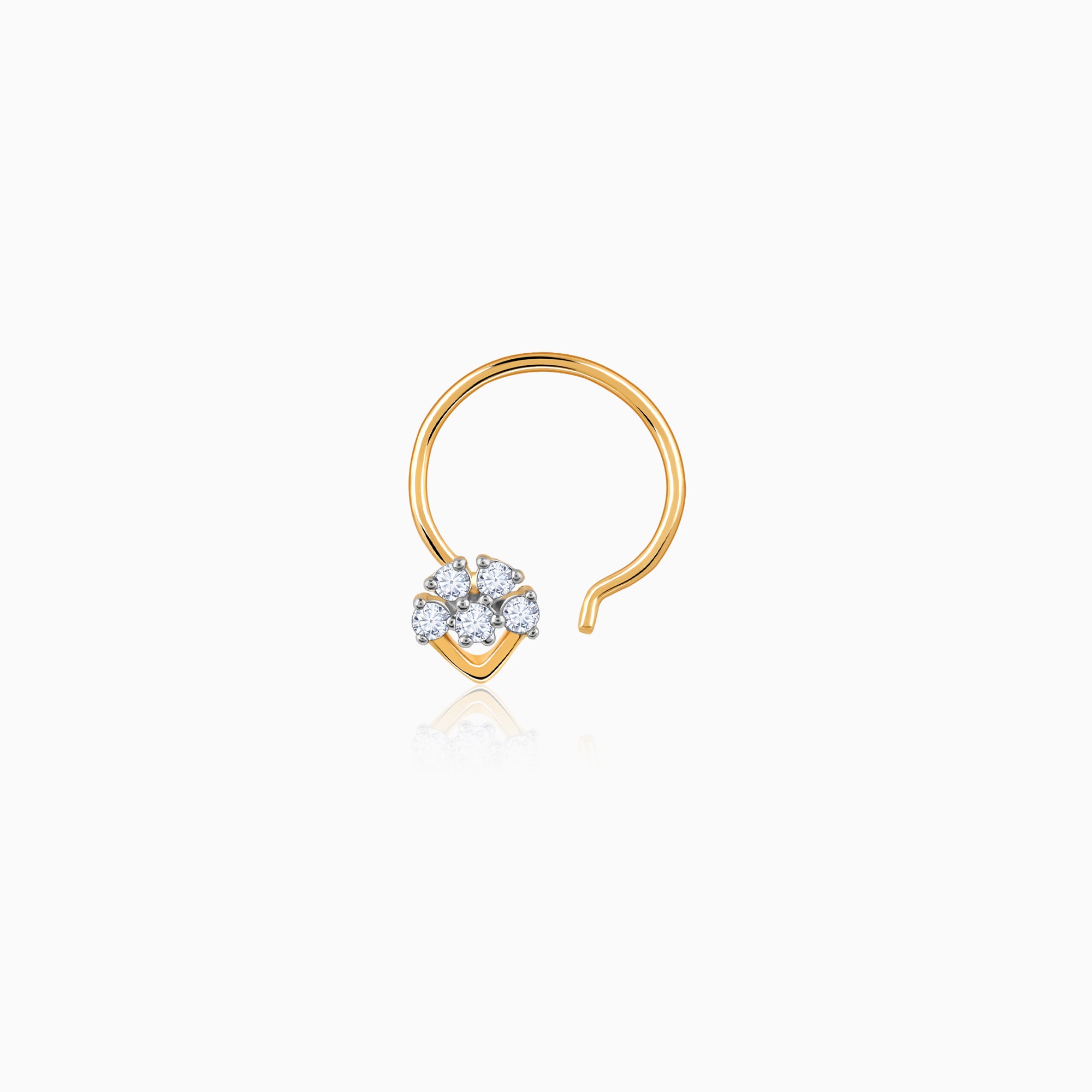 Gold Graceful Aura Diamond Nose Pin - Image 1
