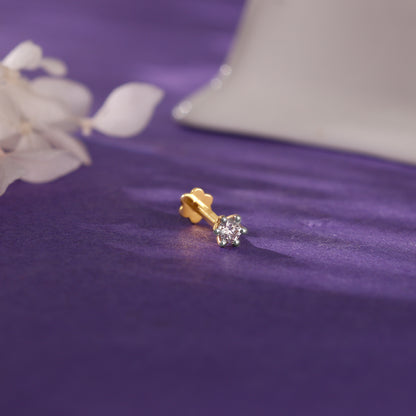 Gold Minimalist Dot Diamond Nose Pin