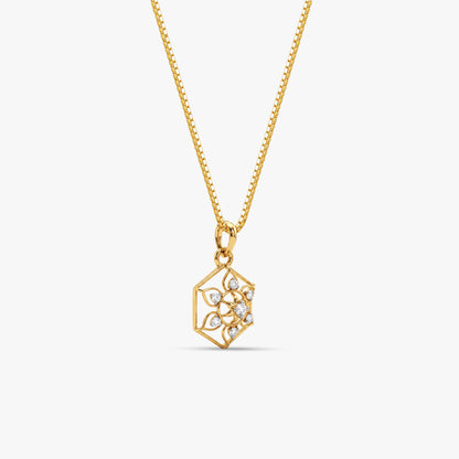 Gold Shree Mandala Lab Grown Diamond Convertible Rakhi Pendant