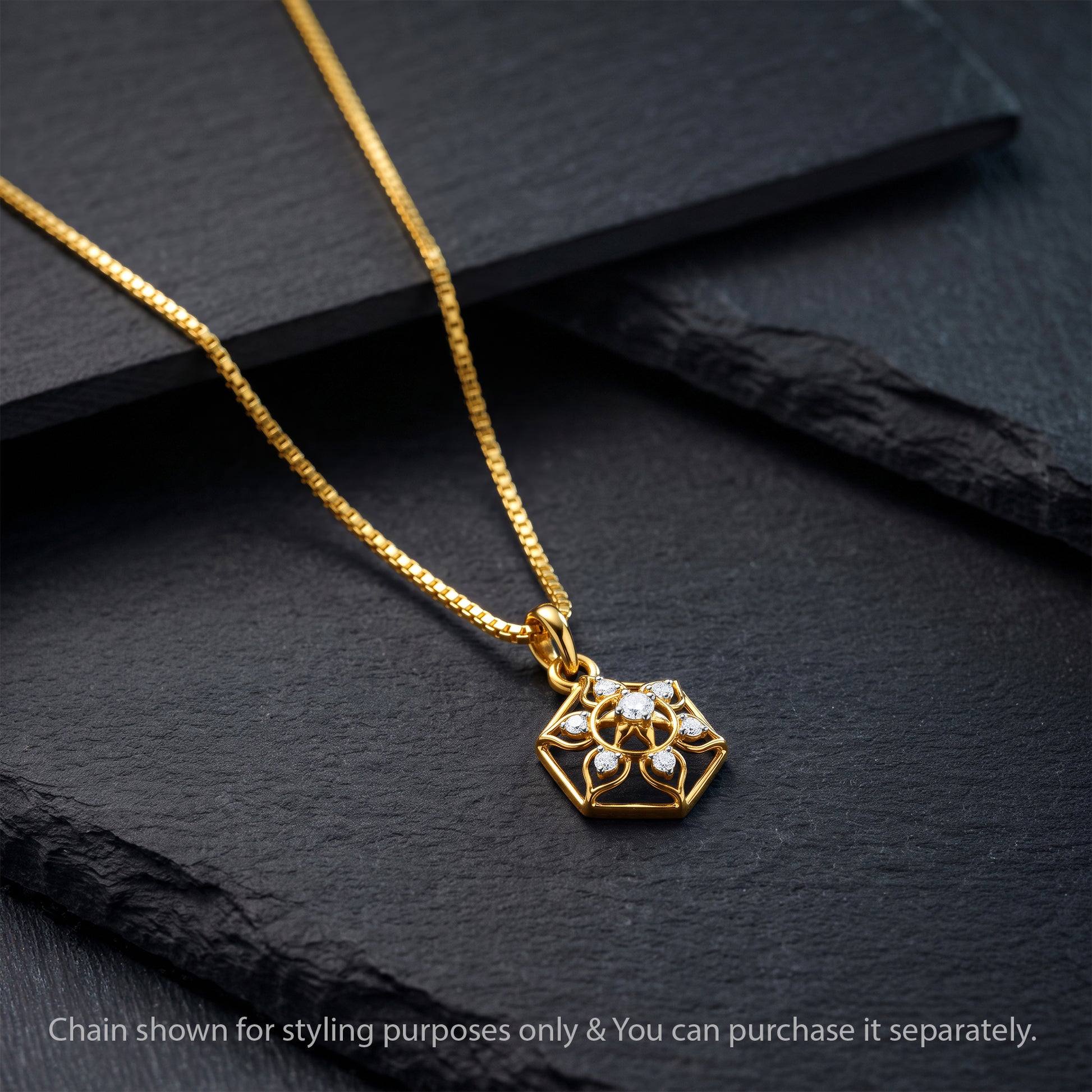 Gold Shree Mandala Lab Grown Diamond Convertible Rakhi Pendant
