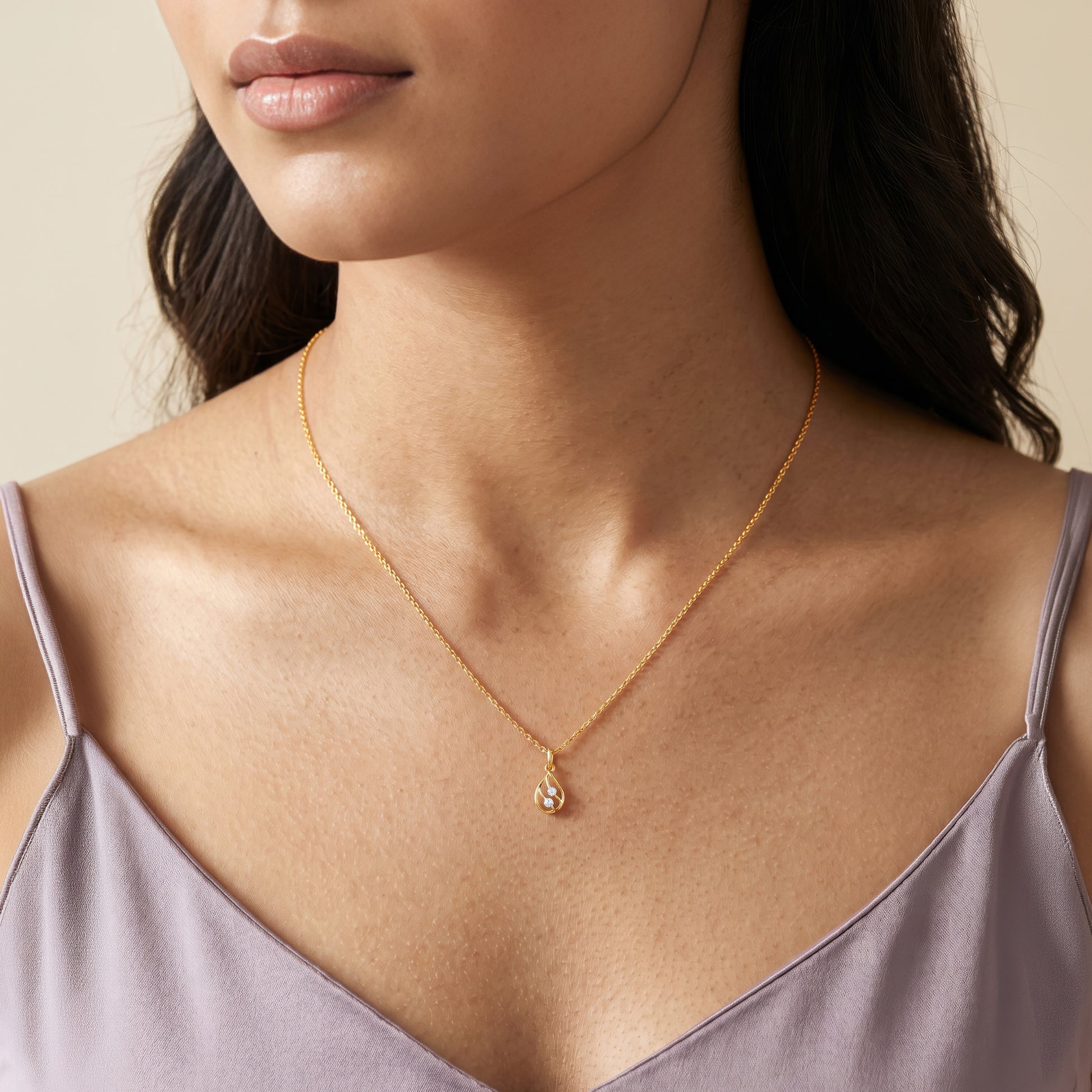 Gold Cascade Duet Lab Grown Diamond Pendant