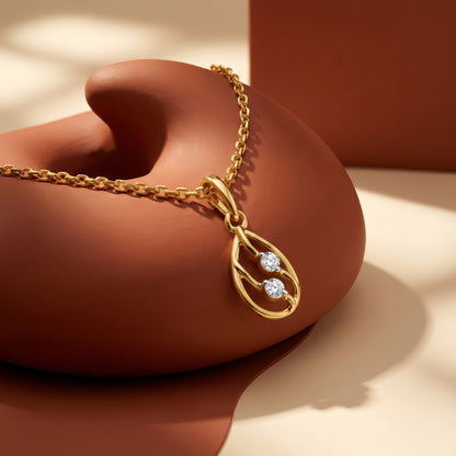 Gold Cascade Duet Lab Grown Diamond Pendant